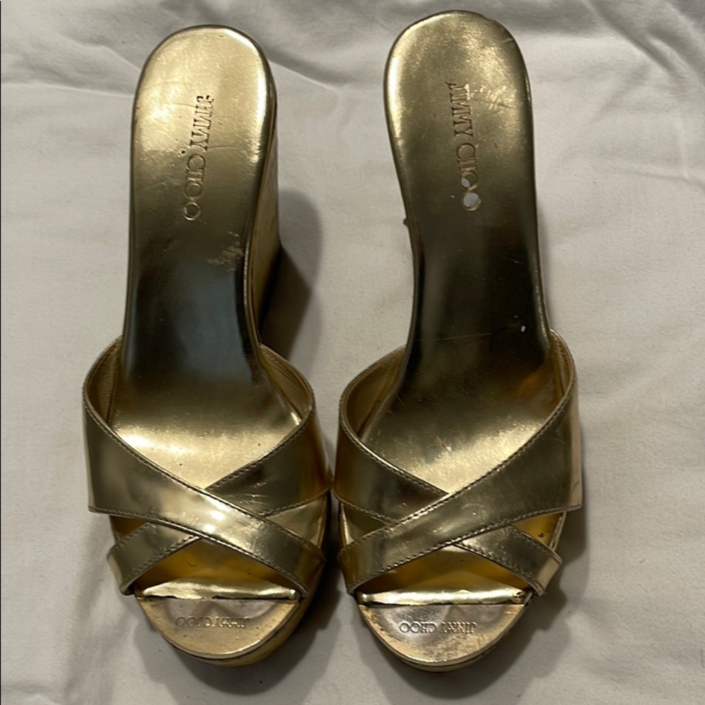 Jimmy Choo Gold platform sandals size 7